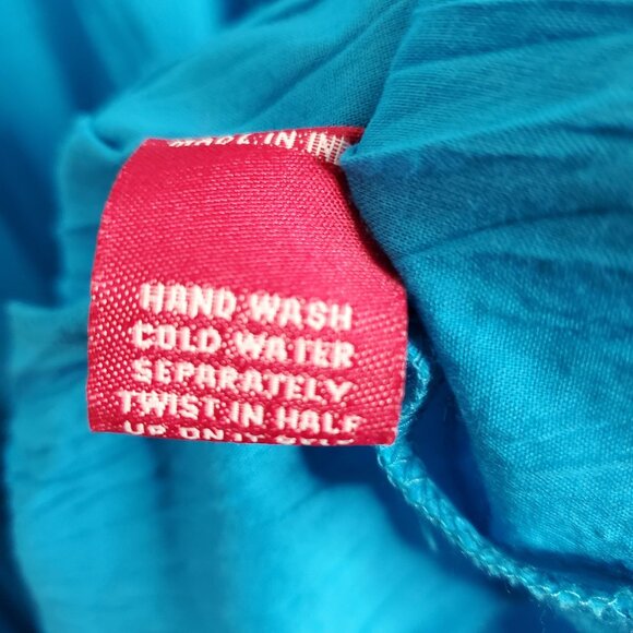 Sandy Starkman Size L Skirt Boho Maxi Full Beaded Godet Cotton Turquoise - Picture 7 of 11